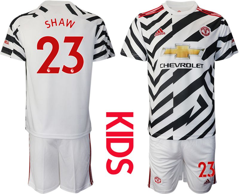 Youth 2020-2021 club Manchester united away #23 white Soccer Jerseys